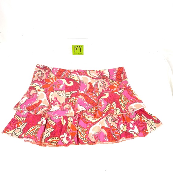Express Paisley Ruffle Mini Skirt Women’s Size M – Pink Boho Floral Tiered Hem S - Picture 6 of 6